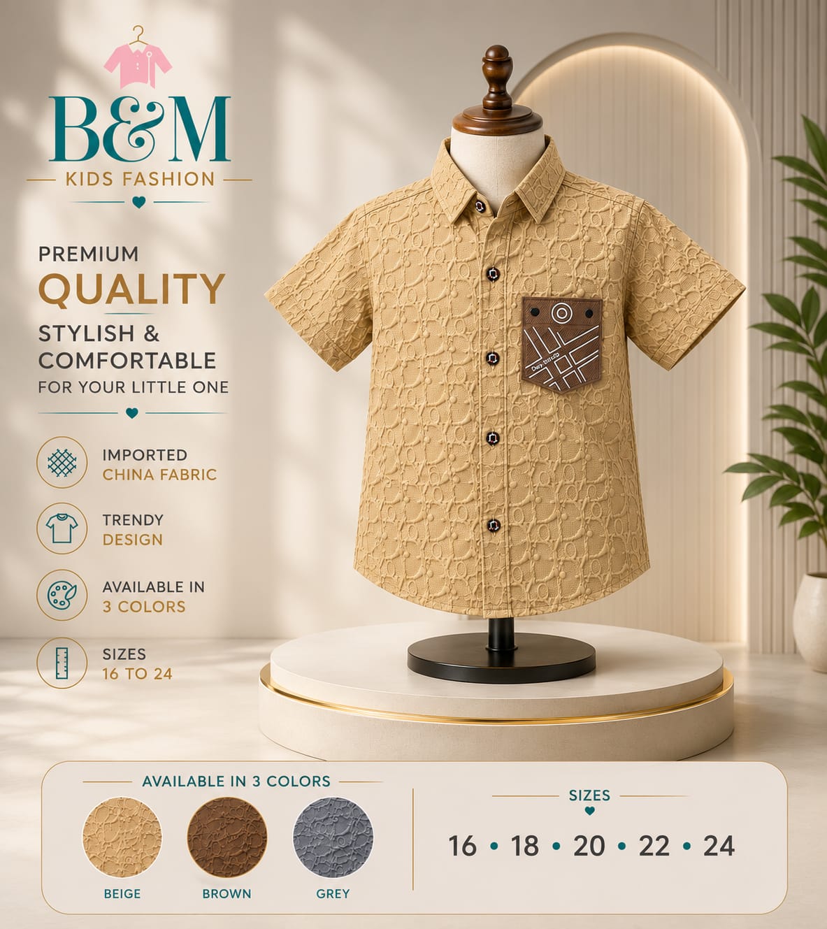 Boys Cotton Shamray Shirt | Sizes 16–24