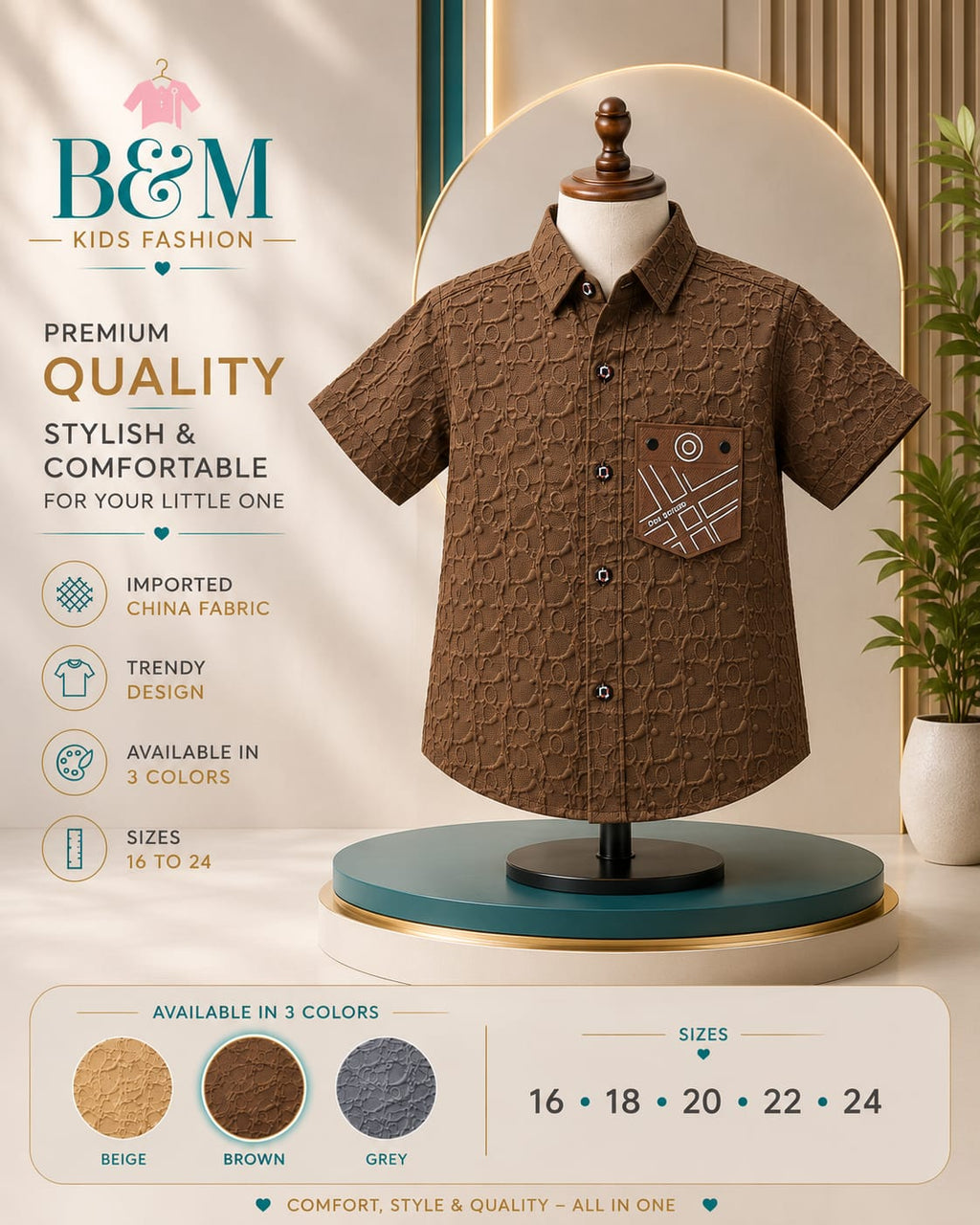 Boys Cotton Shamray Shirt | Sizes 16–24
