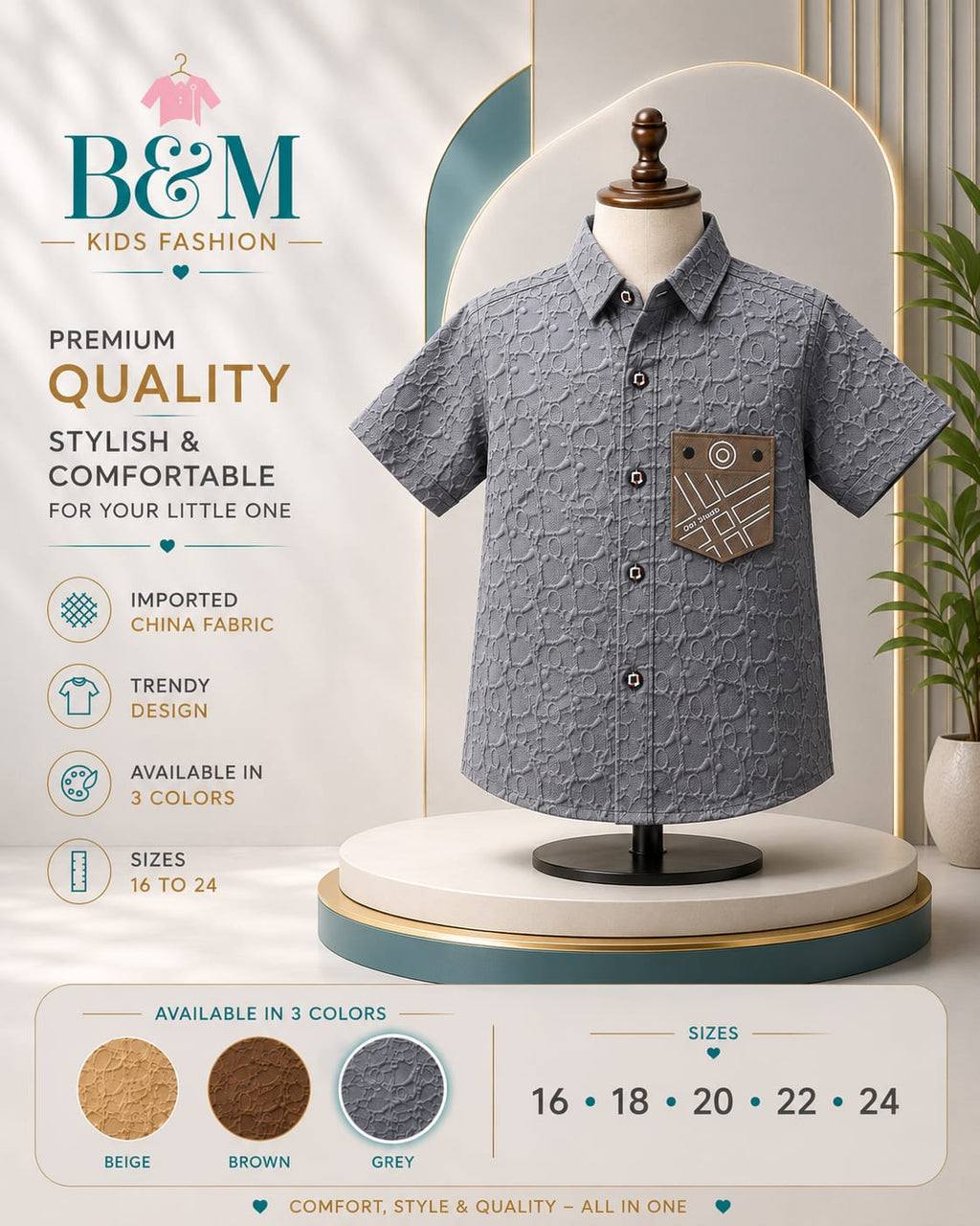 Boys Cotton Shamray Shirt | Sizes 16–24