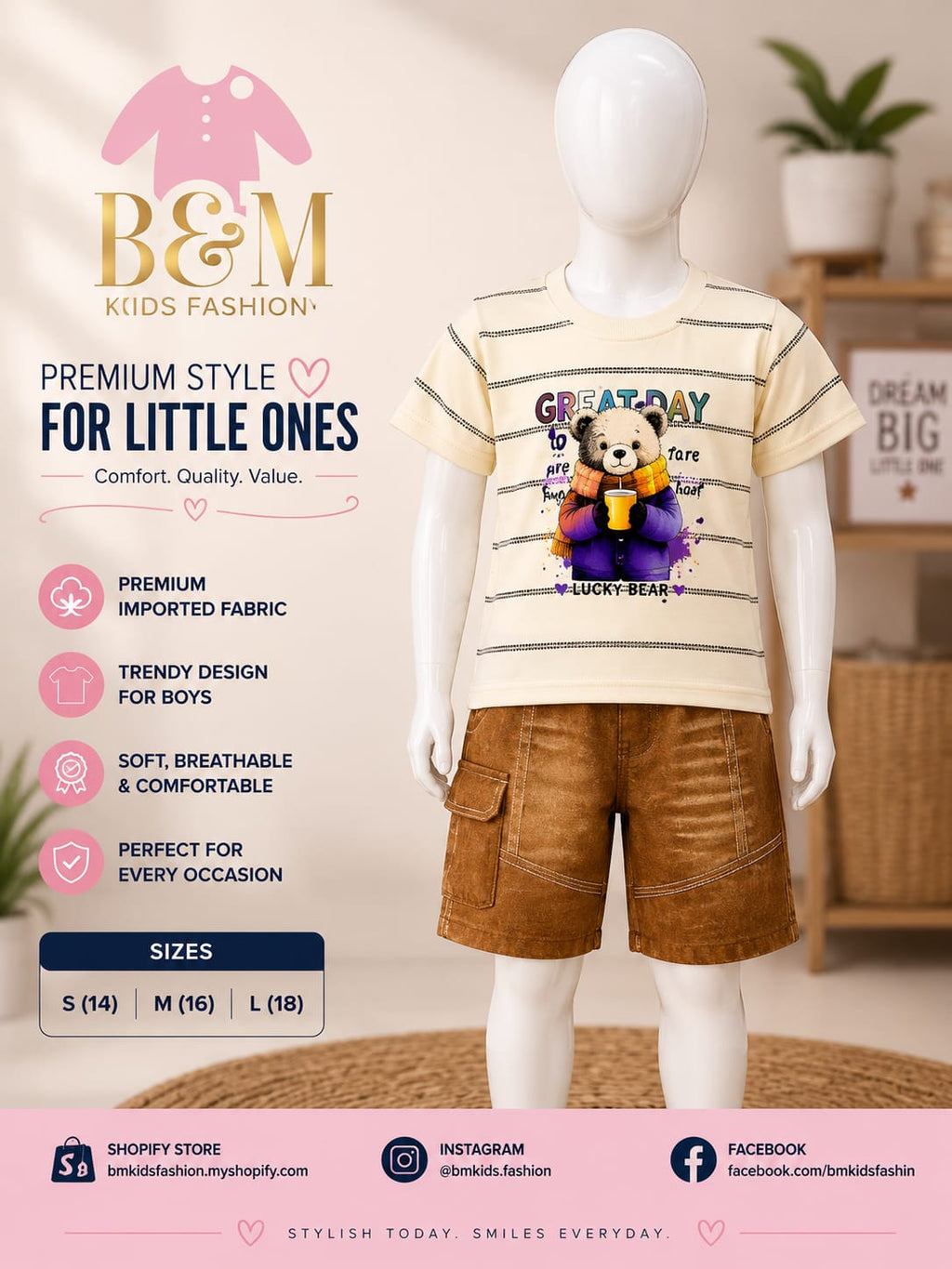 Boys Imported China Fabric Summer Set with Denim Shorts | Sizes 14–18