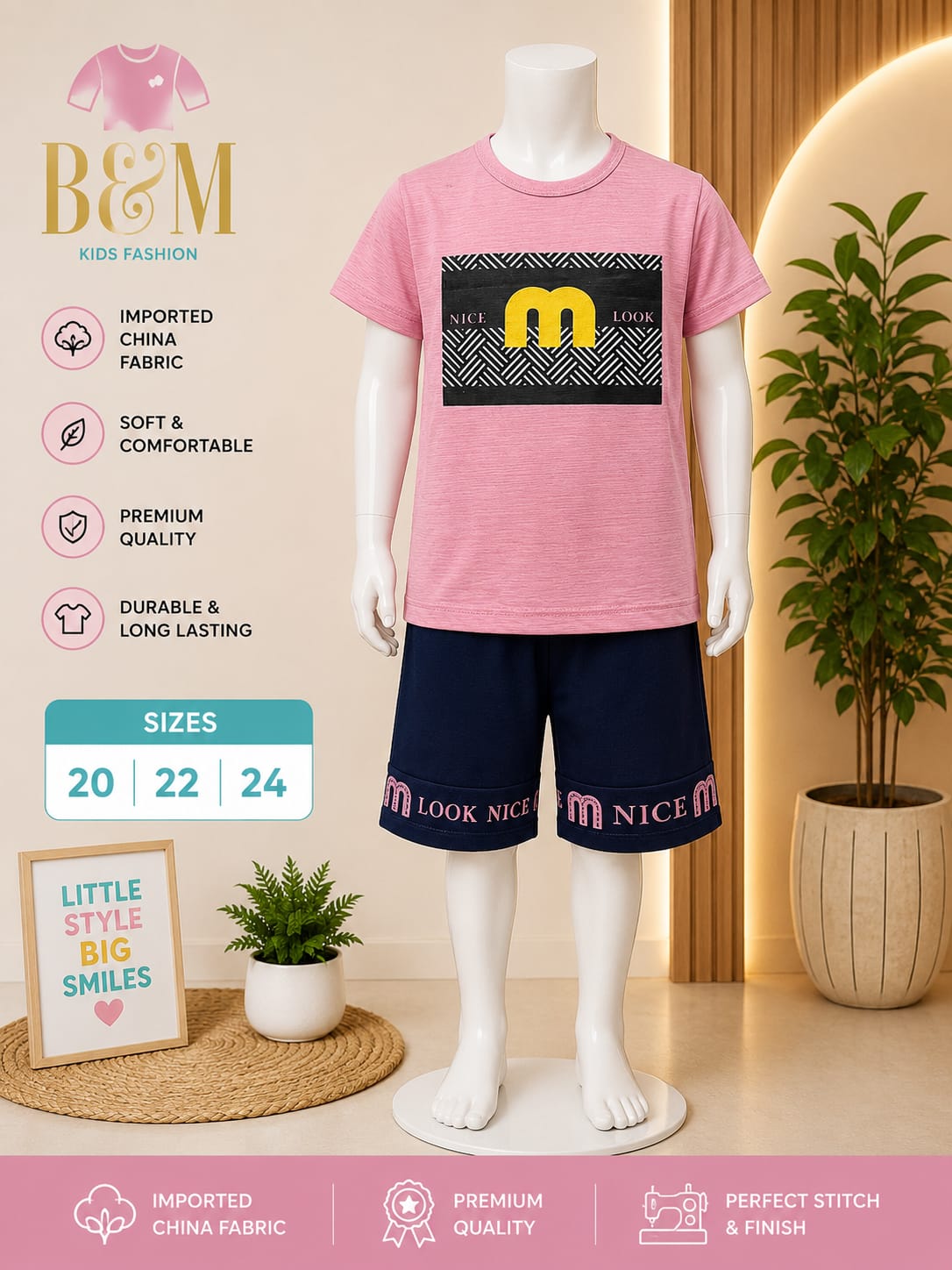 Boys Green & Pink China Yarn Full Set | Sizes 20–24