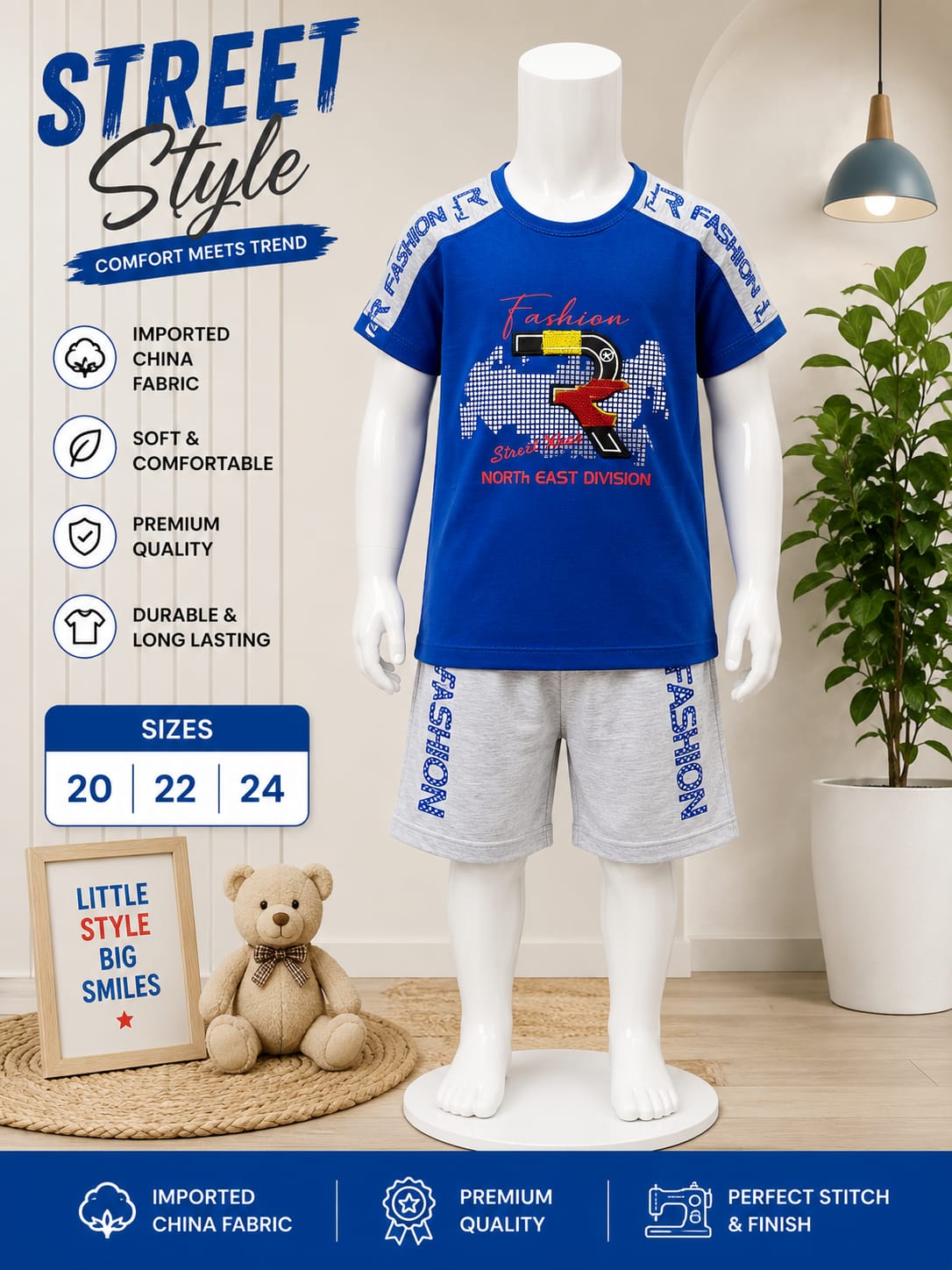 Boys Yellow & Blue China Yarn Full Set | Sizes 20–24