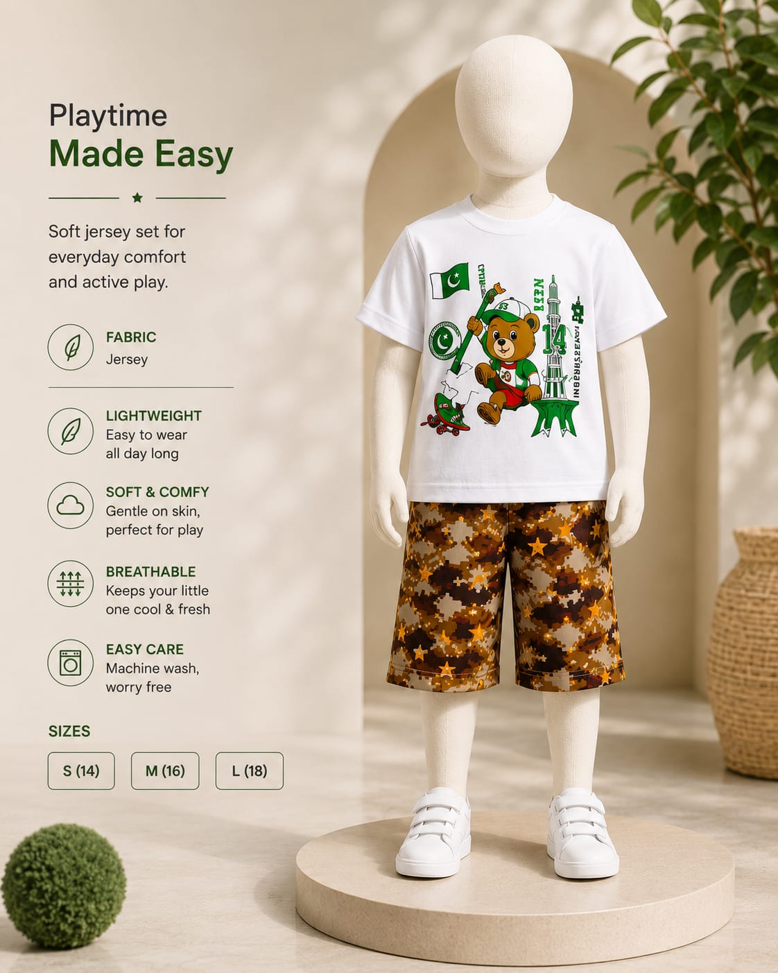 14 August Boys Independence Jersey Set | Pakistan