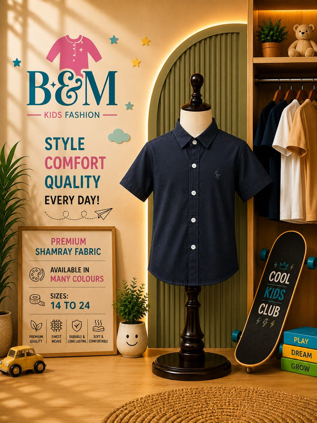 Boys Cotton Shamray Shirt | Sizes 14–24