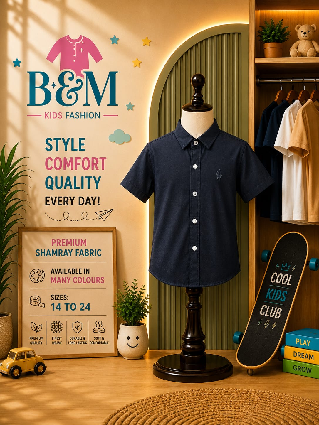 Boys Cotton Shamray Shirt | Sizes 14–24