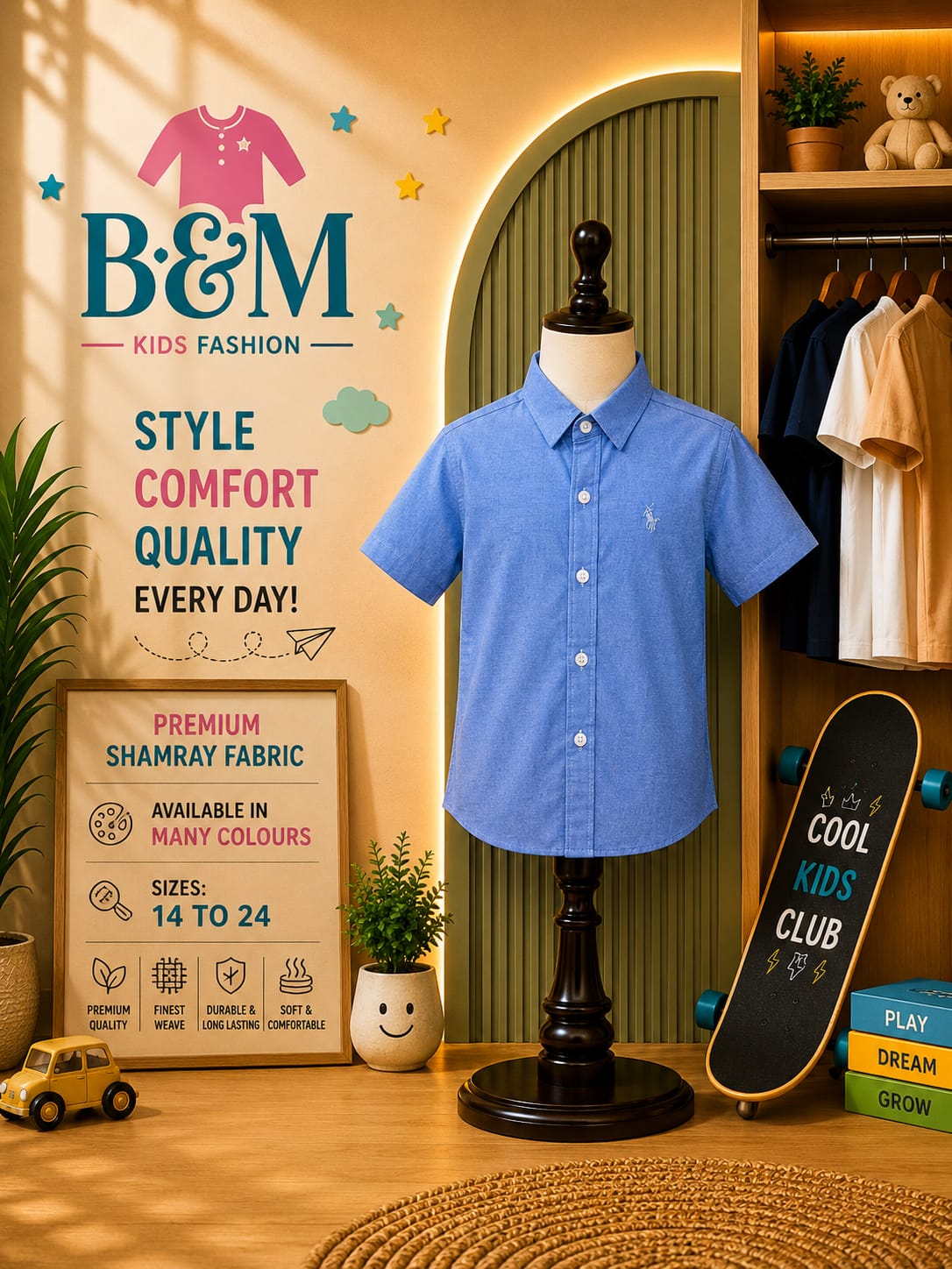 Boys Cotton Shamray Shirt | Sizes 14–24