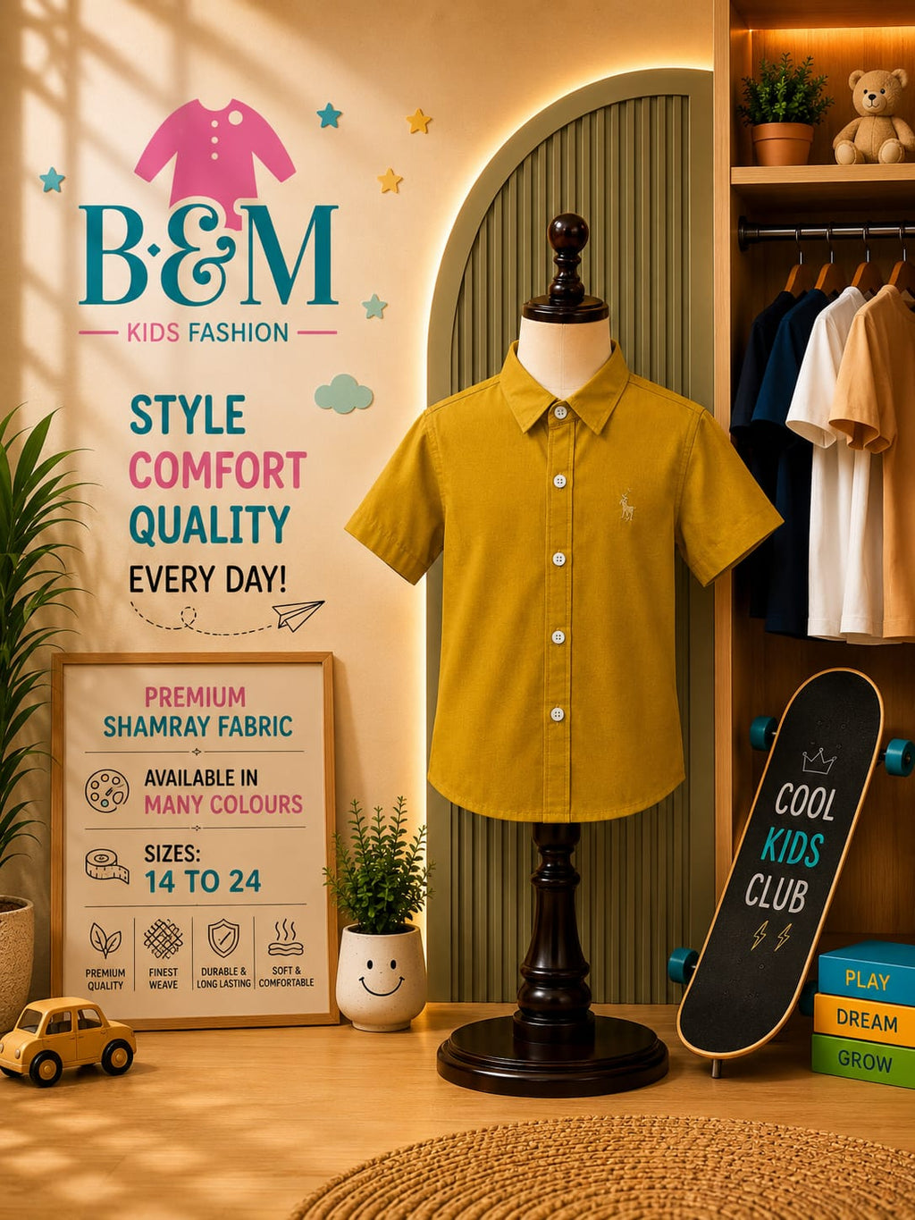 Boys Cotton Shamray Shirt | Sizes 14–24
