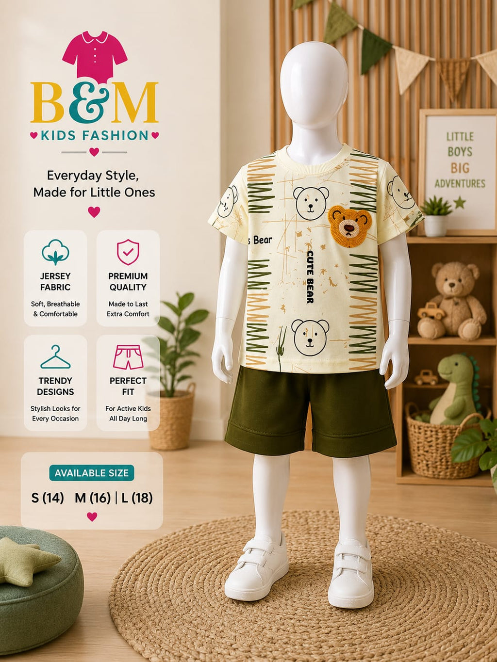 Boys Jersey Summer Full Set with Shorts | Sizes 14–18