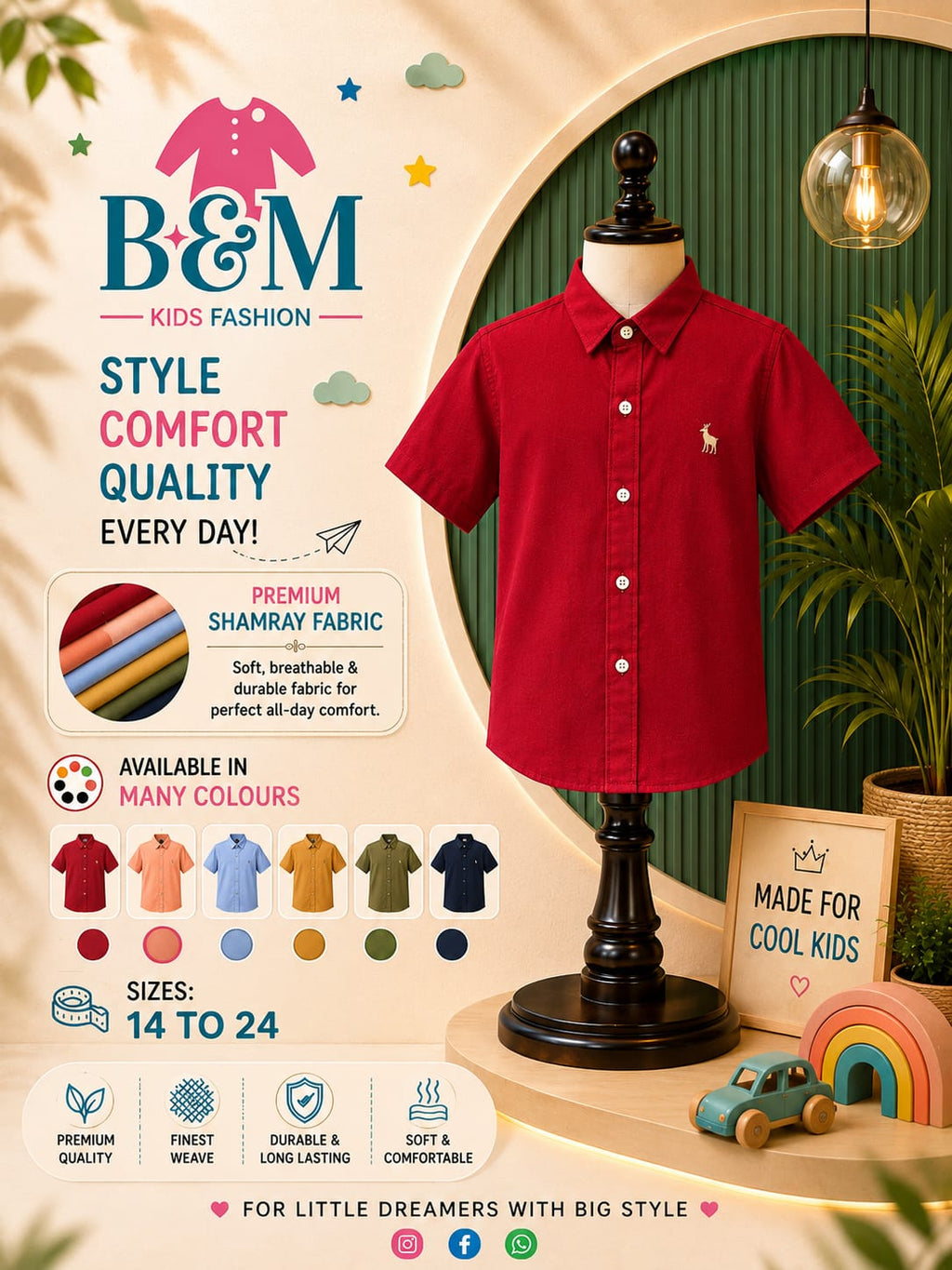 Boys Cotton Shamray Shirt | Sizes 14–24