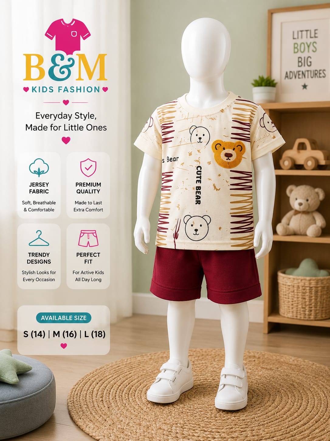 Boys Jersey Summer Full Set with Shorts | Sizes 14–18