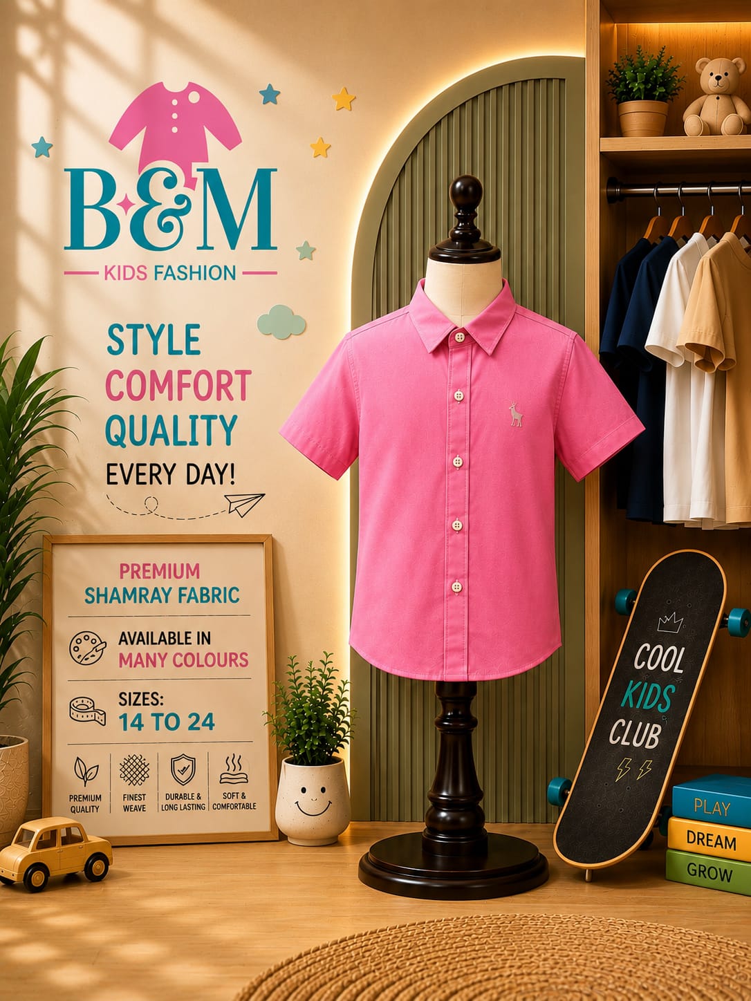 Boys Cotton Shamray Shirt | Sizes 14–24