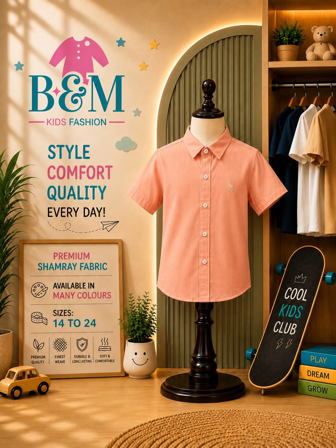 Boys Cotton Shamray Shirt | Sizes 14–24