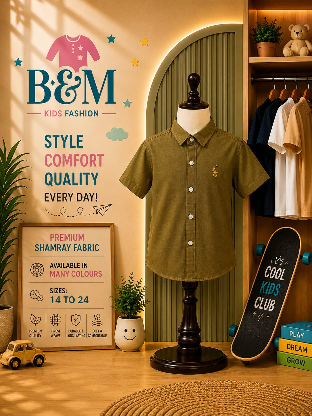 Boys Cotton Shamray Shirt | Sizes 14–24